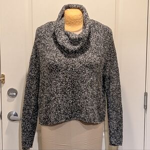 EUC Ady P 1X Black and White Marled Stretch Knit Turtleneck Sweater